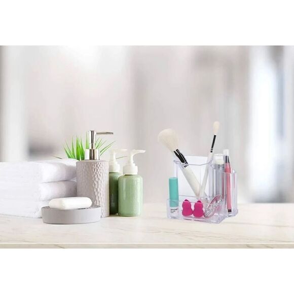 Makeup vanity brush holder| Clear Acrylic| desk or pencil holder - Picture 3 of 11